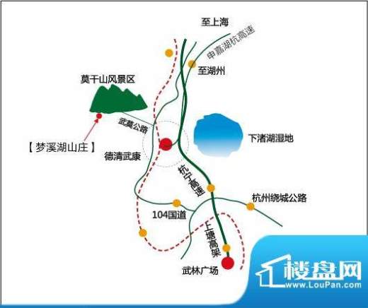 莫干山梦溪湖山庄交通图